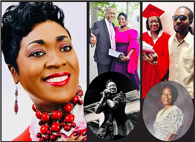 Sweet Emily: Top centre with husband, Pastor Wendell Williams. Top right: Her children, D’Aundre and Aysia; right: Her mother, Rose Gibson