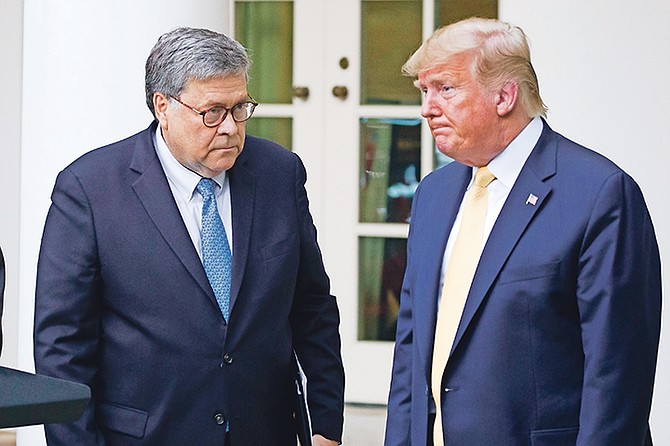Attorney General William Barr, left, and President Donald Trump. (AP)