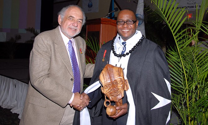 Dr Kevin King, pioneer in natural medicine in The Bahamas, received gifts from around the world including one from Professor Viktor G Lizogub, Director, Ministry of Health, Ukraine.