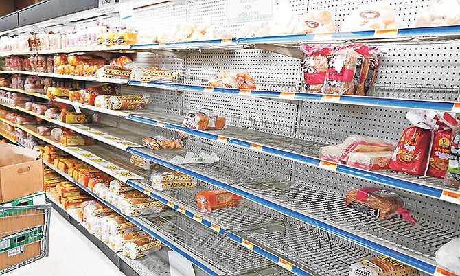 Sparse shelves in a New Providence store earlier this week. But there are still plenty of stocks nationwide.