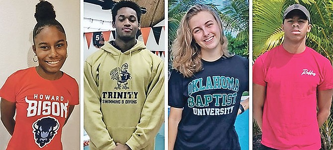 SHOWN (l-r) are Kaliyah Albury, Benjamin Lundy, Anya MacPhail and Lamar Taylor, who have all committed to successful swim programmes in the United States as they look to transition to collegiate swimming this fall.