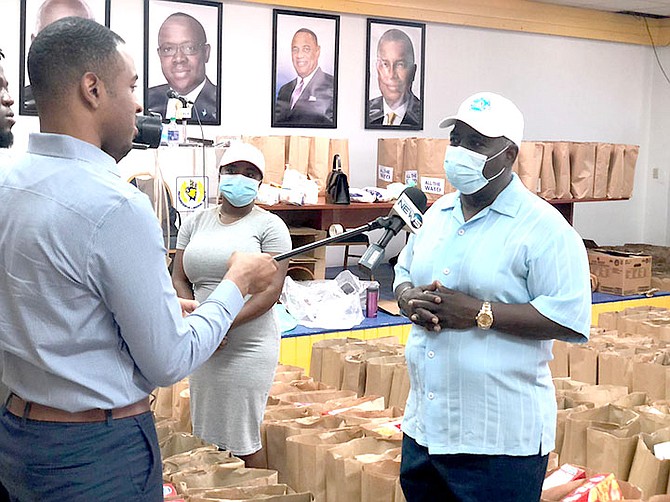 PLP Leader Philip Davis leading the party's food distribution drive.