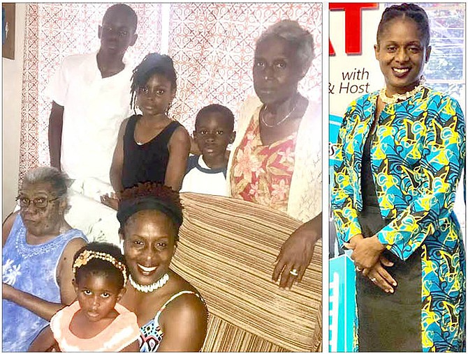 Rhonda with her children, mother Ruth, and grandmother, Mother Thelma; right: Rhonda Wright, principal of Akhepran International Academy.