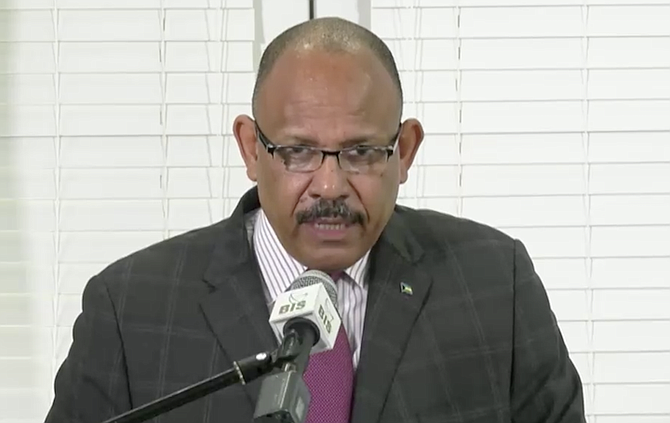 Minister of Health Dr Duane Sands speaks on Thursday.