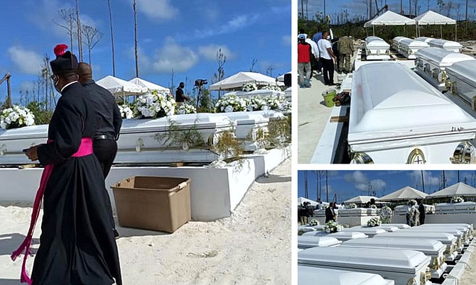 The burial of 55 bodies in Abaco.