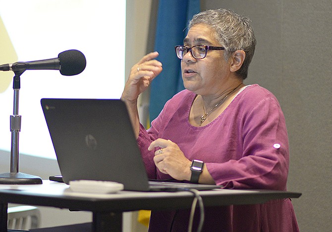 Dr Nicolette Bethel pictured speaking in June 2018
Photo: Shawn Hanna/Tribune Staff