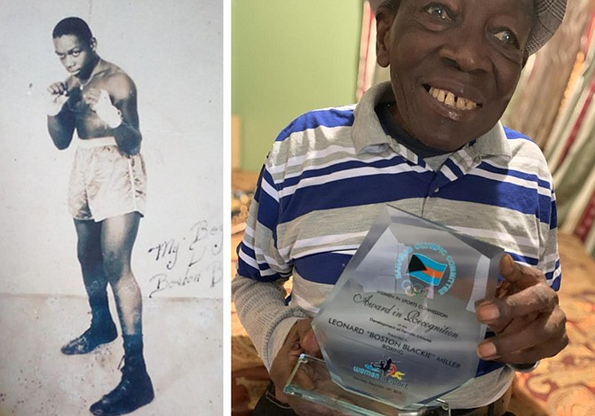 LEFT: Boston Blackie dazzled crowds with his boxing style for three decades.
RIGHT: The Bahamas Olympic Commission’s Women in Sports honoured him in December last year. He was at his wife’s funeral at the time.