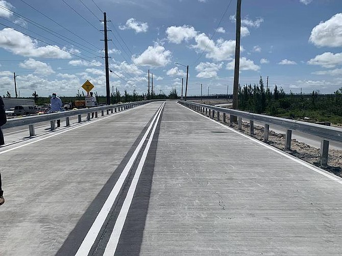 The Fishing Hole Road Causeway in Grand Bahama pictured on Friday. (Photo from The Office of the Prime Minister's Facebook page)