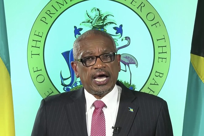 Prime Minister Dr Hubert Minnis speaks on Sunday.