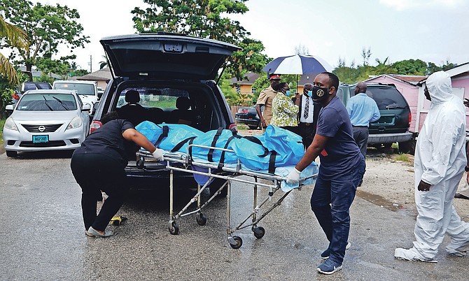 The scene at Pink Meadows Avenue on Tuesday. Photo: Terrel W Carey Sr/Tribune staff