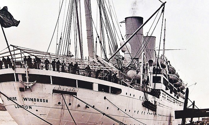 The Empire Windrush arriving at Tilbury Docks in London on June 22, 1948.