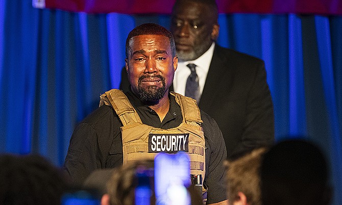 Kanye West making his first presidential campaign appearance in South Carolina when he delivered a lengthy monologue touching on topics from abortion and religion to international trade and licensing deals.