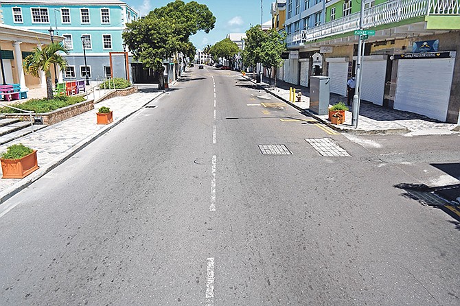 The empty streets of New Providence yesterday. Photo: Terrel W Carey Sr/Tribune Staff