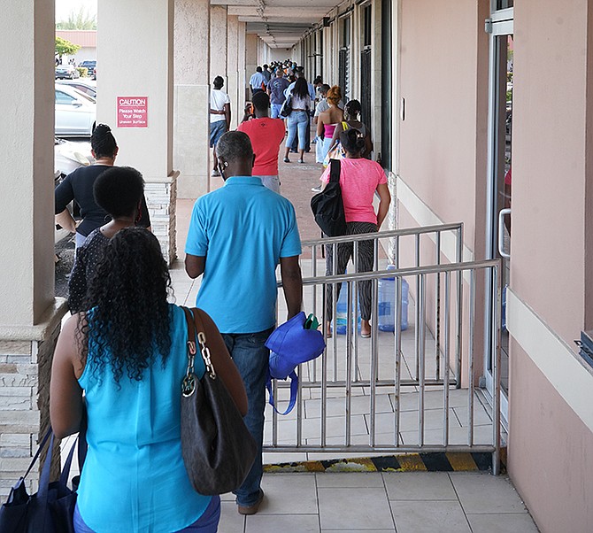 People queueing to shop on Monday. Photo: Terrel W Carey Sr/Tribune Staff