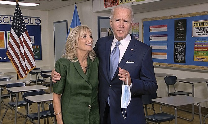 Democratic presidential candidate Joe Biden with his wife Jill.