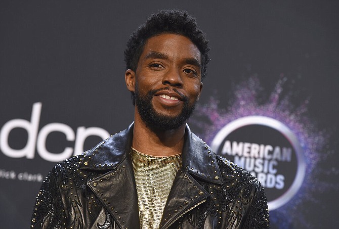 Chadwick Boseman at the American Music Awards in 2019.  (Photo by Jordan Strauss/Invision/AP, File)