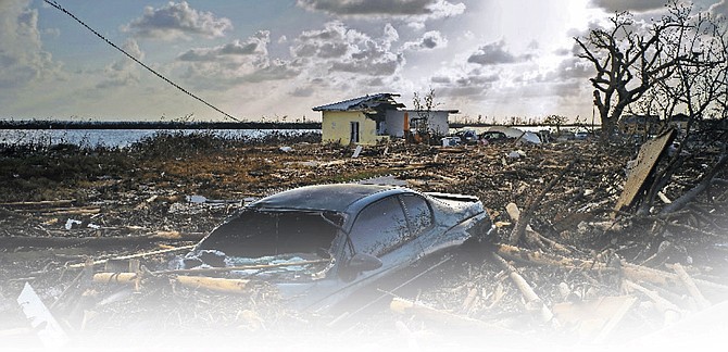 Debris caused by Hurricane Dorian, in McLean’s Town, Grand Bahama, a year ago.