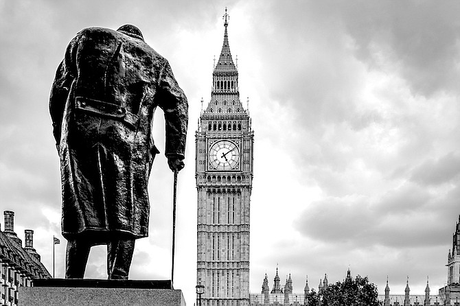 The statue of Sir Winston Churchill in London, UK.