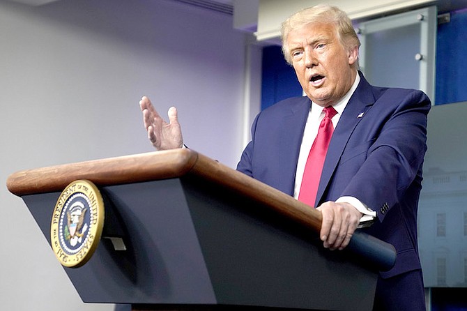 President Donald Trump speaks during a news conference at the White House. (AP Photo/Evan Vucci)