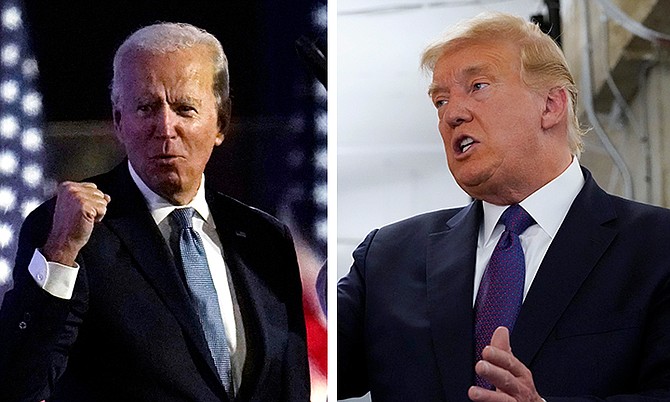 Democratic presidential candidate former Vice President Joe Biden and US President Donald Trump. (AP Photos)
