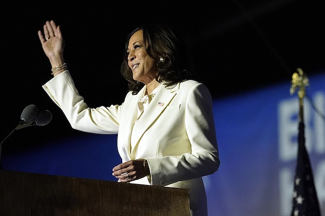 The story of American Vice President-elect Kamala Harris’ victory has sparked renewed discussions about female Bahamian leaders and how high they can rise.  (AP Photo/Andrew Harnik)