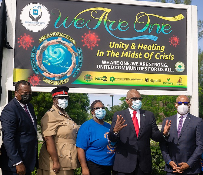 PRIME Minister Dr Hubert Minnis at the neighbourhood watch event yesterday. Photo: Donovan McIntosh