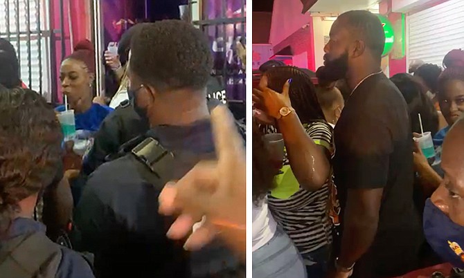 Stills from one of the videos showing the scene outside the club on Tuesday night.