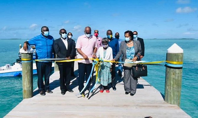 Prime Minister Dr Hubert Minnis at the official opening of Barreterre Dock, Exuma. (BIS Photo/Yontalay Bowe)