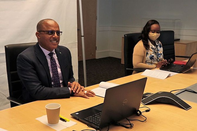 Minister of National Security Marvin Dames participates in an IDB-sponsored Latin America and Caribbean webinar on human trafficking.