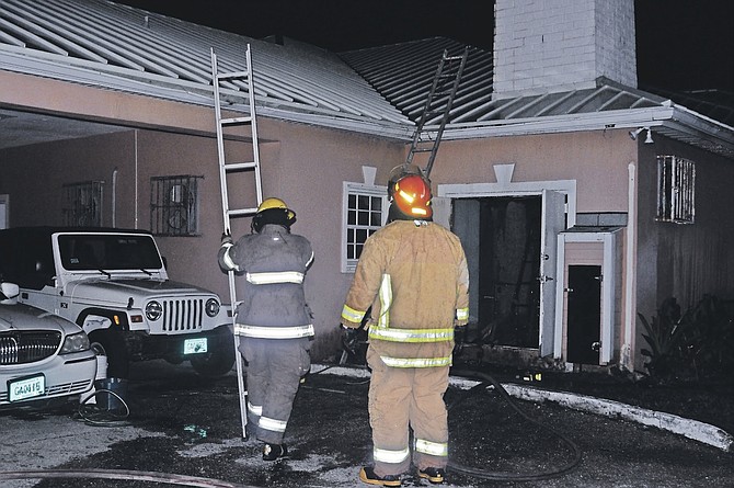 FIREFIGHTERS at the scene last night.