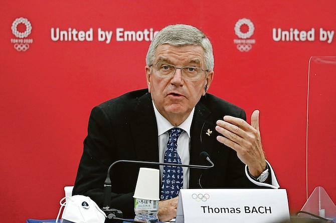 THOMAS Bach, International Olympic Committee (IOC) President, speaks during the joint press
conference between IOC and Tokyo Organising Committee of the Olympic and Paralympic Games
(Tokyo 2020) in Tokyo November 16, 2020. (AP)