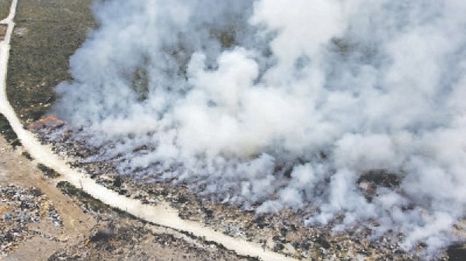 The blaze at Great Abaco Sanitary Landfill.