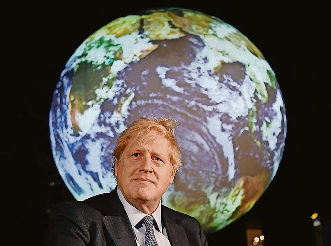 In this Feb. 4, 2020 file photo, Britain’s Prime Minister Boris Johnson launched the UK-hosted COP26 UN Climate Summit in London, England. Photo: Jeremy Selwyn/AP