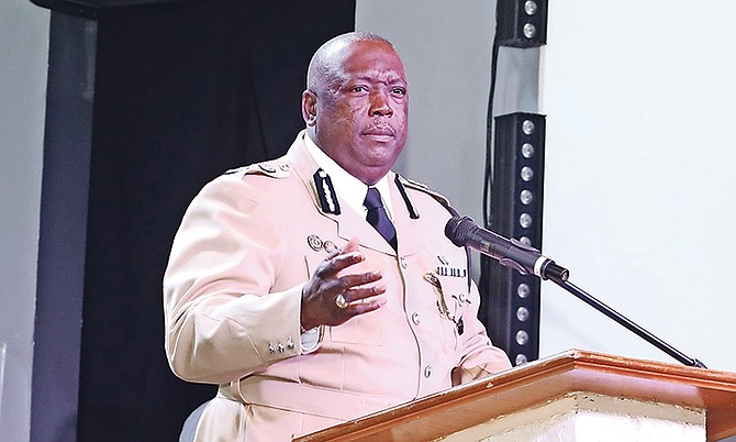 POLICE Commissioner Paul Rolle speaking yesterday.