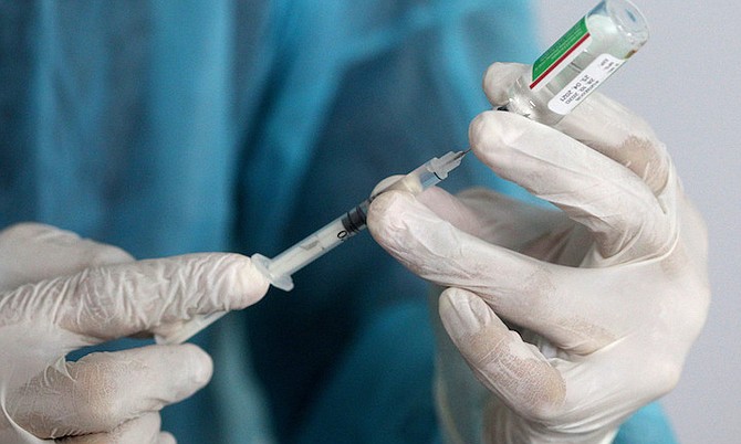The Oxford AstraZeneca COVID-19 vaccine, pictured being administered in Morocco in January. (AP Photo/Abdeljalil Bounhar)