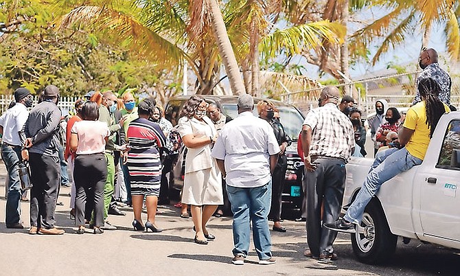 ZNS staff walk out in protest on Wednesday.
Photo: Donovan McIntosh/Tribune Staff