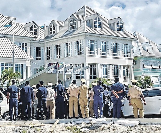 PRISON officers protest outside the Ministry of National Security yesterday.
Photo: Donovan McIntosh/Tribune Staff