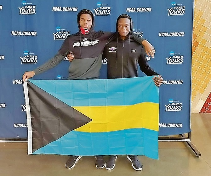 Davante Carey, of the McKendree Bearcats, and Lamar Taylor, of the Henderson State Red Wave.
Photos courtesy of Bahamas Aquatics