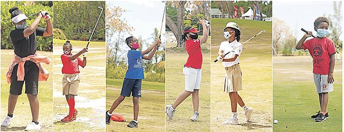 SWING AWAY: The Bahamas Golf Federation’s Driving Range at the Baillou Hills Sporting Complex was once again buzzing with activity yesterday as 99 golfers participated in the government primary schools’ section of the National Schools Golf Championships. 
                                                                                                                                                                                                                                                 Photos by Donavan McIntosh/Tribune Staff