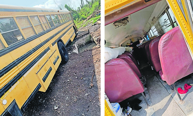 IMAGES of the school bus turned into a shelter by three Haitian men, as circulated on social media.
