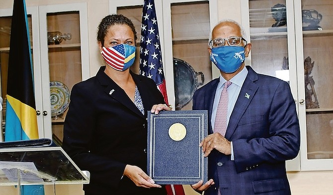 THE AIR space agreement signing with Dionisio D’Aguilar and US Chargé d’Affaires Usha Pitts.
