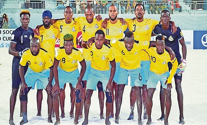 BOUNCE BACK: The Bahamas men’s national beach soccer team yesterday prevailed with a 10-2 rout of the Dominican Republic in game two of the 2021 CONCACAF Beach Soccer Championships.