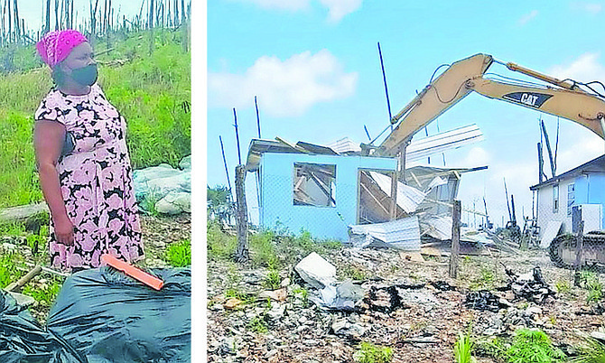 DEMOLITIONS taking place in Abaco as a resident watches.