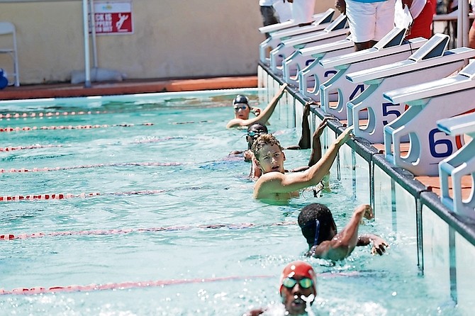 Swimmers compete in the Oak Tree Medical and Mako Aquatics Club Invite this past weekend.
Photo by Racardo Thomas