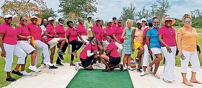 Participants enjoy the inaugural Flamingos Women’s Golf Club 242 9-Hole Tournament.