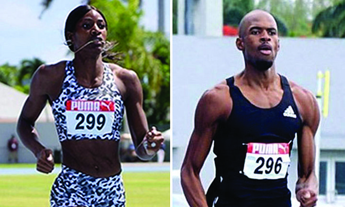 SHAUNAE Miller-Uibo and Steven Gardiner in action at the Bahamas Association of Athletic Associations’ National Track and Field Championships over the weekend.