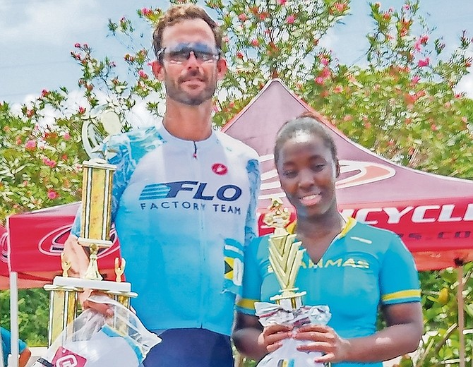 National road race champions Lorin Sawyer and Antioniece Simmons.