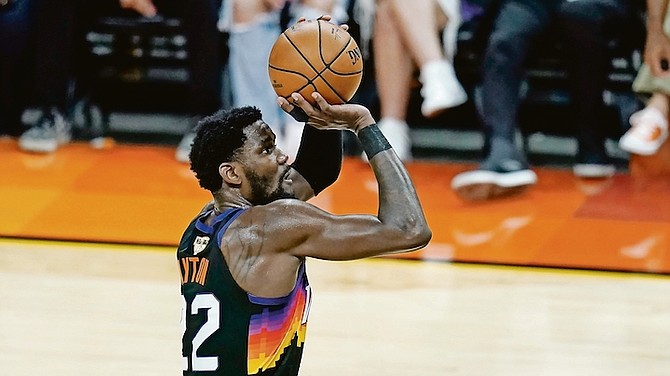 Phoenix Suns centre Deandre Ayton during the second half of Game 1 of the NBA Finals against the Milwaukee Bucks on Tuesday. Photo: Ross D Franklin/AP