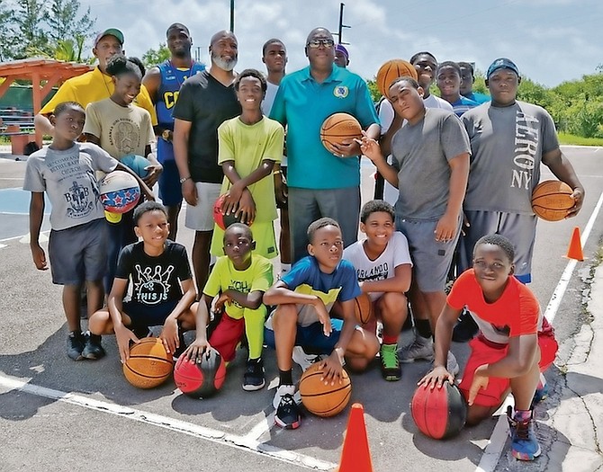 Police Commissioner Paul Rolle with campers and instructors.