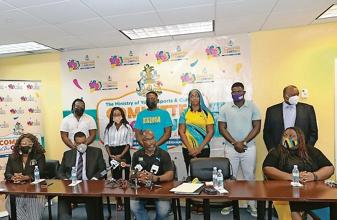 THE PRESS conference yesterday featuring Iram Lewis announcing the involvement of Bahamain artists in a two-day showcase. Photos: Racardo Thomas/Tribune Staff